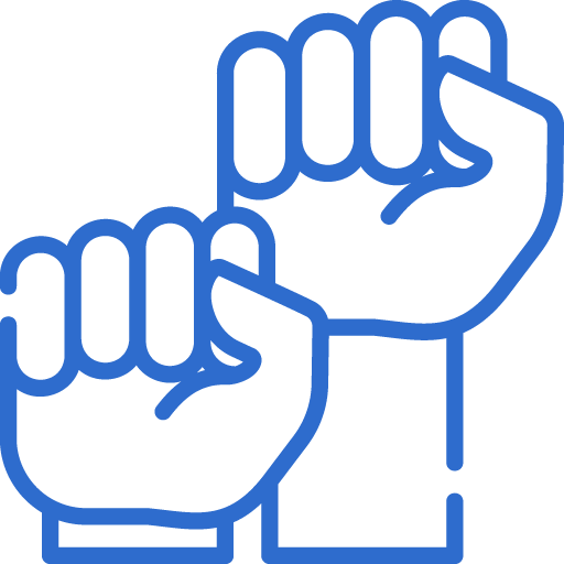 Two fists graphic icon representing empowerment